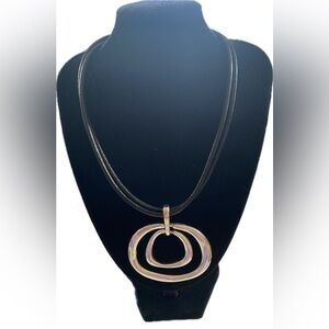 Black and Silver Abstract Pendant Necklace